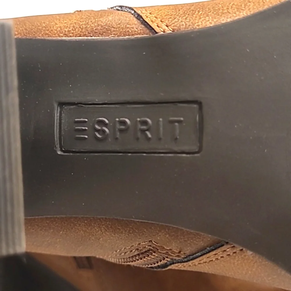 Esprit Rowdy Ankle Boot Square Chunky Block Heel Tassel Zip Up Round Toe Braided